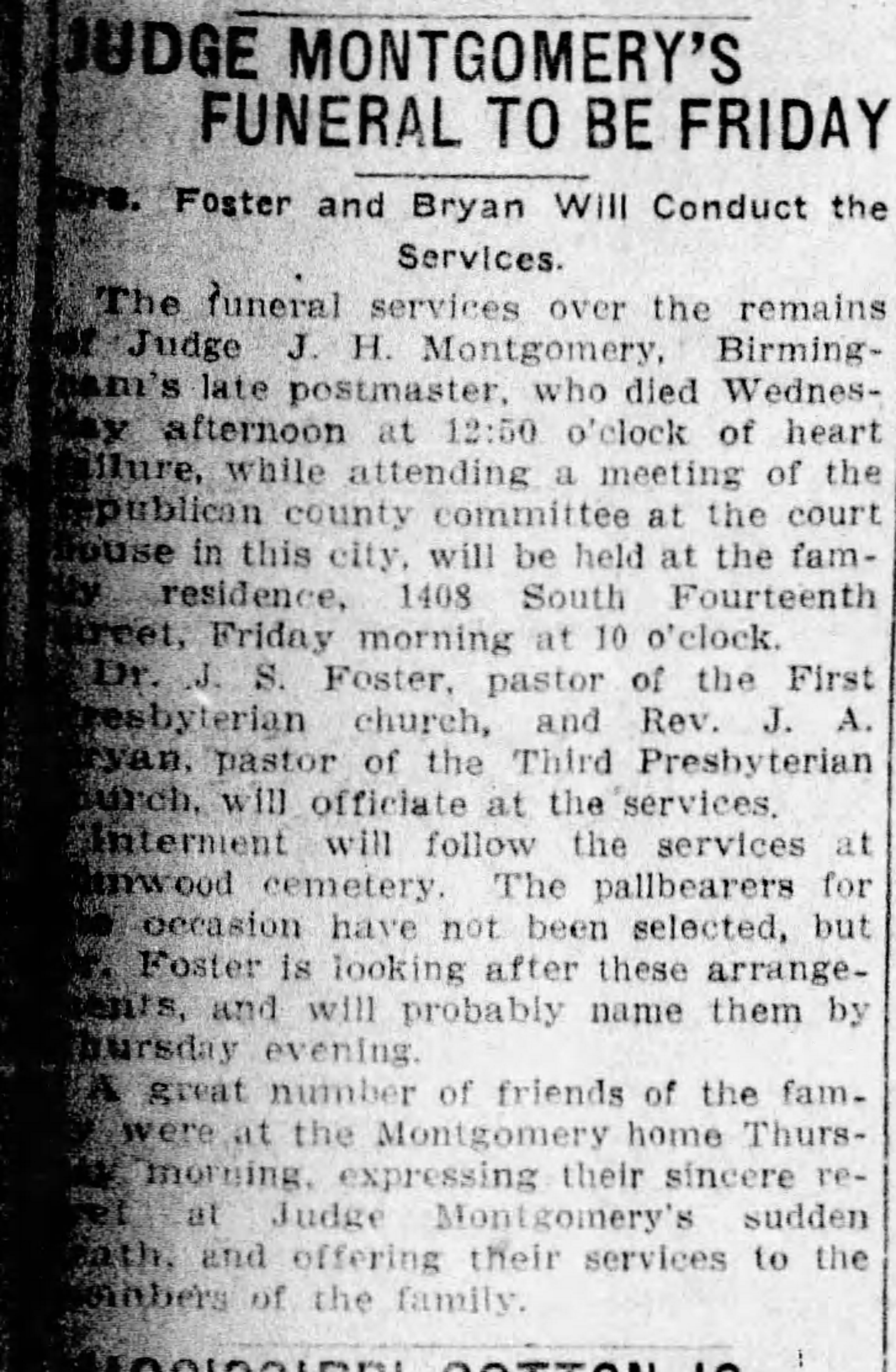 Judge J.H. Montgomery obituary